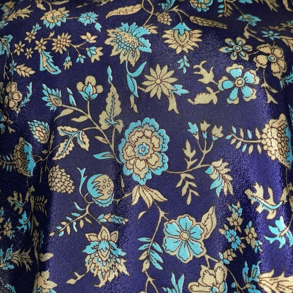 RAGA Anthropologie women's size S Blue Floral Print Spaghetti Strap Rayon Top - Picture 4 of 8